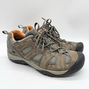 KEEN Shasta WP Lace Up Waterproof Hiking Shoes Brown/Grey/Orange Size 9 Gorpcore